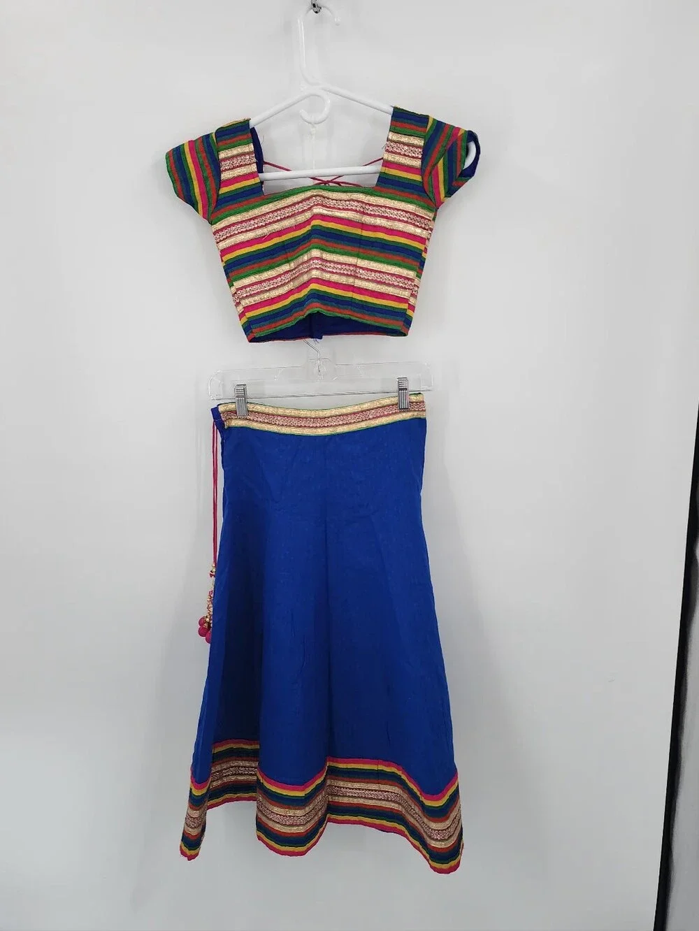 Vibrant Blue & Pink Ethnic Lehenga Choli Set w/ Dupatta Size 7 - 8 Years Old